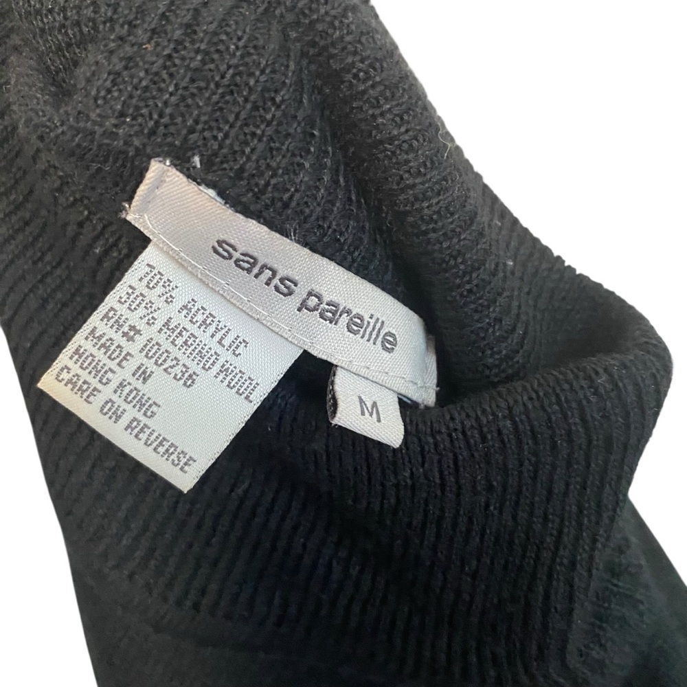 Sans Pareille Black Knit Wool Blend Long Sleeve Mock Neck Sweater Dress Medium - Picture 4 of 5